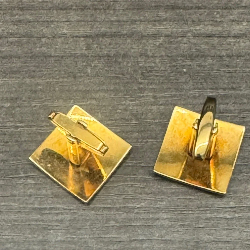 Foster Cufflinks Mens OS Gold Good Vintage Etched Curved Rectangle Toggle Back
